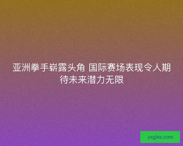 亚洲拳手崭露头角 国际赛场表现令人期待未来潜力无限 亚洲拳手崭露头角 国际赛场表现令人期待未来潜力无限