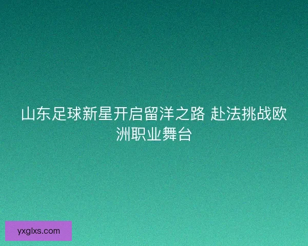 山东足球新星开启留洋之路 赴法挑战欧洲职业舞台